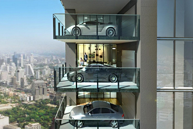 Edificios de lujo con elevador para auto nuevo proyecto en Querétaro